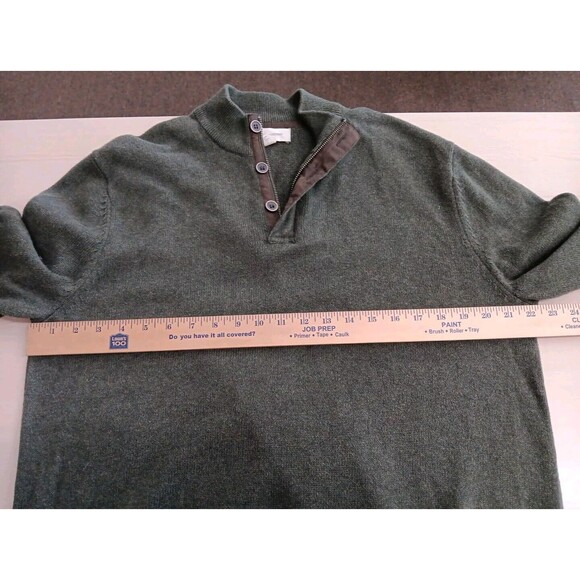 Frederick Anderson Copenhagen 1/4 Zip Sweater XL Olive Green Mock Neck Button - Picture 5 of 7